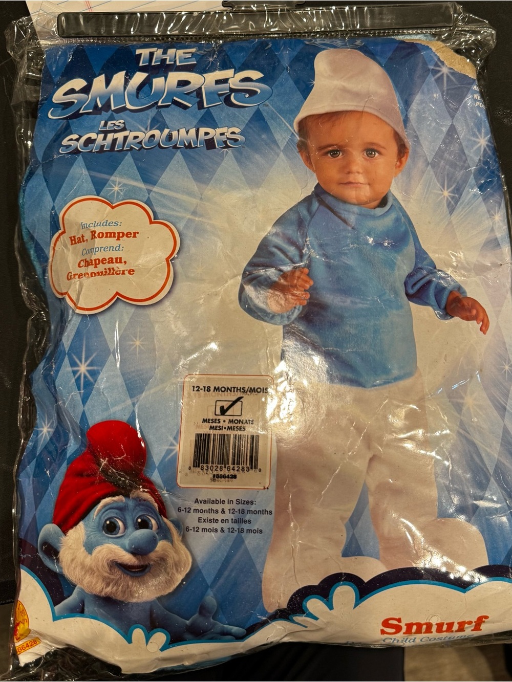 Smurf Infant Blue & White Costume -12-18 months nice and cozy NWT from JC Penny